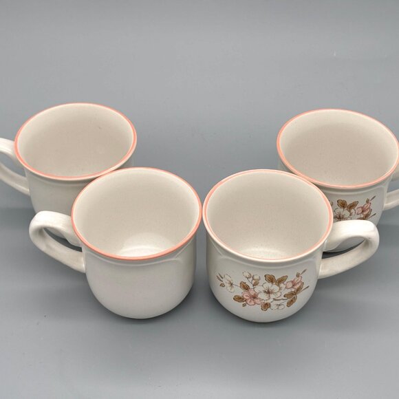 Vintage Countryware Stoneware Peachwood Floral Coffee Cups Set Of Four Japan - Picture 7 of 7